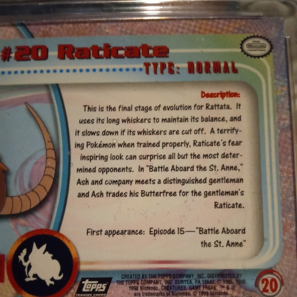 Vintage rare 1999 TOPPS RATICATE CGC SLAB - Picture 7 of 7